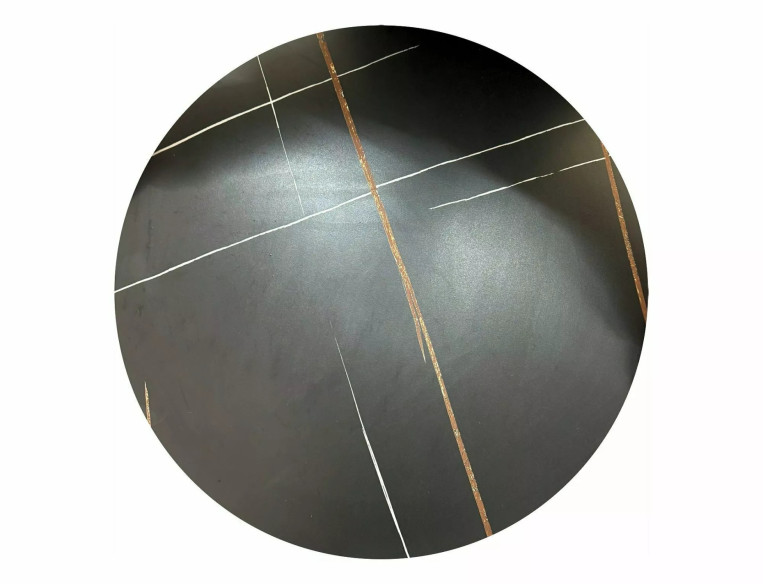 STABIL - 80CM RUNT BORD, SVART KERAMIK & METALL