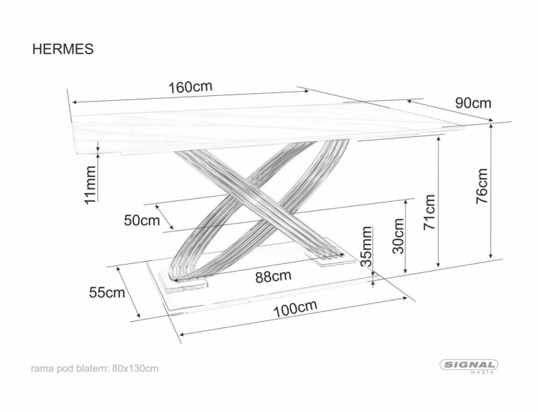 YUKON - 160CM MATBORD, VIT KERAMIKSKIVA, GULDSTATIV