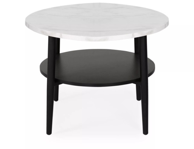  VIT MARMOREFFEKT & SVART METALL