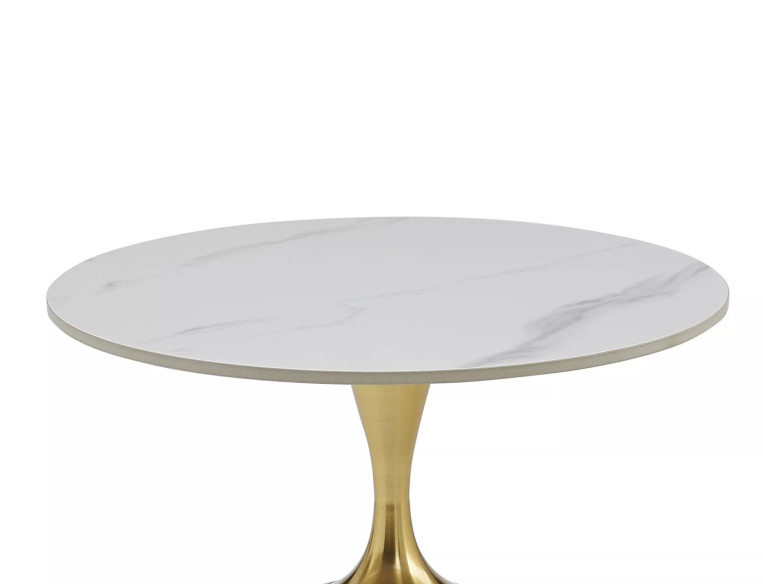 ARKTISK - 50CM RUND LÅG BORD, VIT MARMOREFFEKT & GULDFÄRGAD METALL