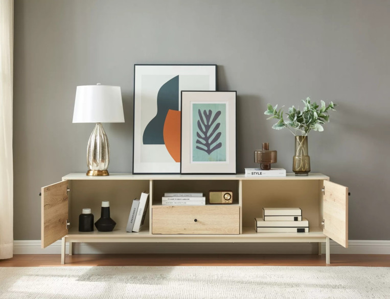 OPTIMAL FROST RTV1 - 180CM TV-BÄNK, OFF WHITE & DĄB ALPEJSKI