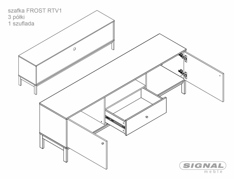 OPTIMAL FROST RTV1 - 180CM TV-BÄNK, OFF WHITE & DĄB ALPEJSKI