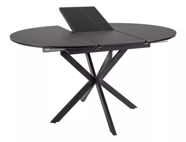 DELTA - 100CM RUNT MATSALSBORD, SVART KERAMIK, UTDRAGBART