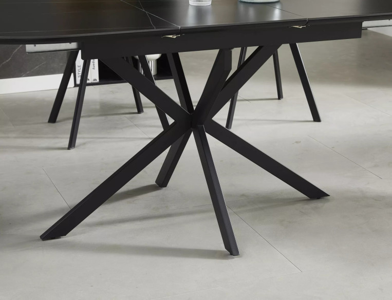 DELTA - 140CM UTDAGSBART MATBORD, SVART KERAMIK & METALL