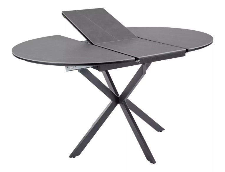 DELTA - 100CM RUNT KERAMISKT MATBORD, GRÅ MATT/CARBN SVART, UTDRAGSBART