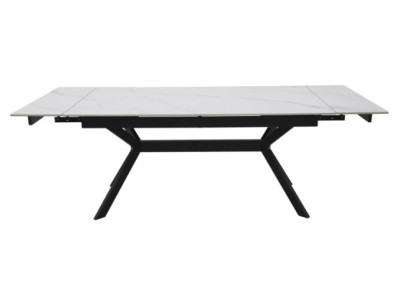 TEMPEST 180 - 180CM MATBORD, VIT KERAMIK, SVART METALL, UTFÄLLBART 2