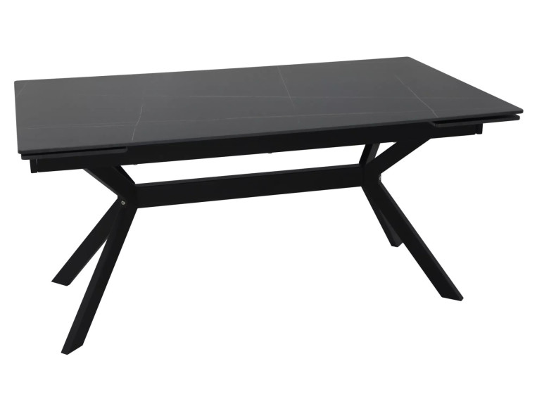 TEMPEST 180 - 180CM MATBORD, SVART KERAMIK, METALLSTATIV