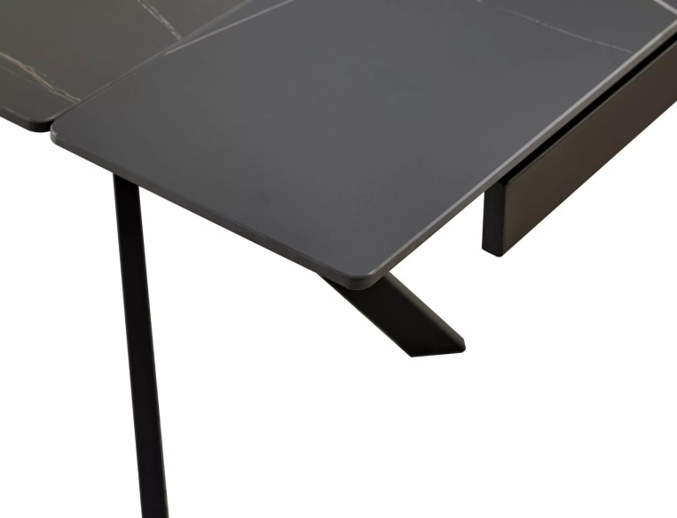 TEMPEST 180 - 180CM MATBORD, SVART KERAMIK, METALLSTATIV