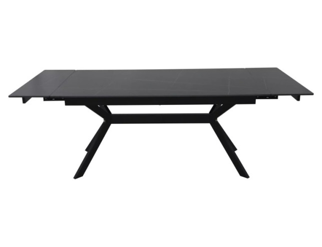 TEMPEST 180 - 180CM MATBORD, SVART KERAMIK, METALLSTATIV