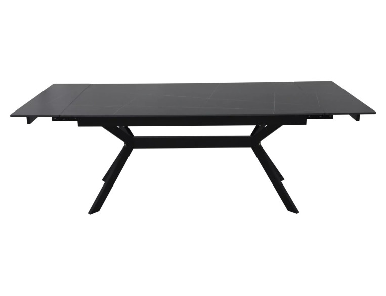 TEMPEST 180 - 180CM MATBORD, SVART KERAMIK, METALLSTATIV