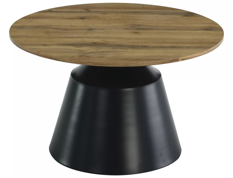 SIERRA - 70CM RUND LÅGBORDSSET, MDF DUBB ARTISAN & SVART METALL