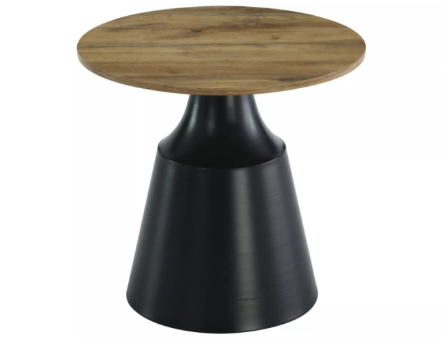 SIERRA - 70CM RUND LÅGBORDSSET, MDF DUBB ARTISAN & SVART METALL