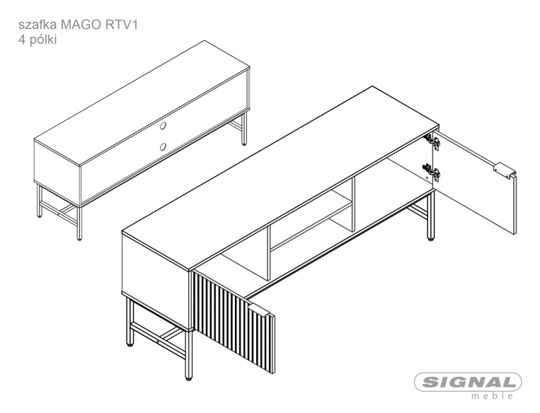 OPTIMAL - 150 CM TV-BÄNK, DUBBELFÄRGAD EK OCH SVART METALL