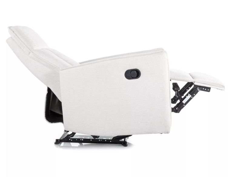 BÅGE - FOTEL ROZKŁADANY, TKANINA BEŻOWA, METALOWY STELAŻ