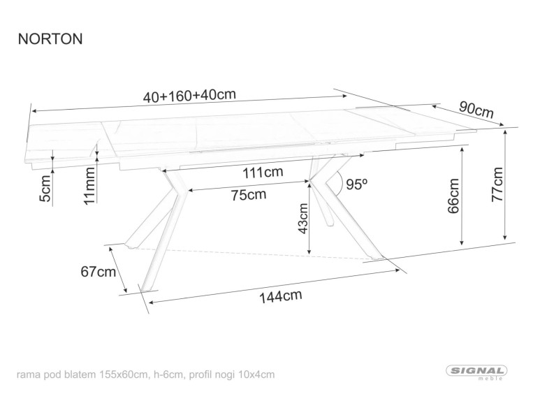 MAJESTÄTISK - 160–240CM MATBORD, SVART KERAMIK, METALL, UTDAGSBART