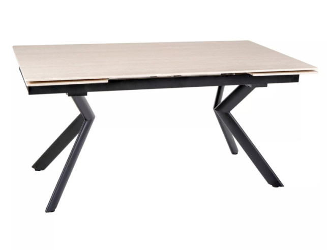 MAJESTÄTISK - 160CM MATBORD, UTDRAGBAR KERAMIK TRAVERTINE BEIGE, SVART METALL