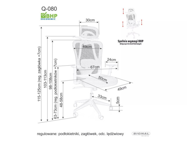 KANJON Q-080M - SZARY FOTEL OBROTOWY, ERGONOMICZNY
