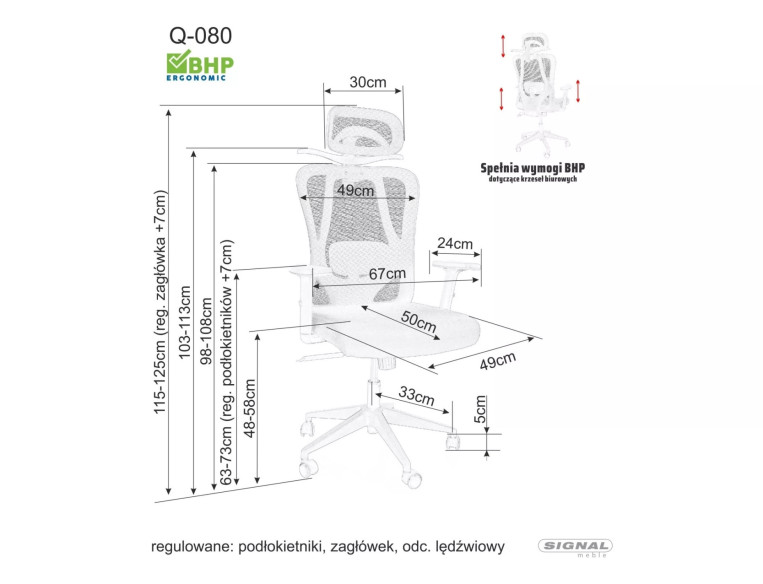 KANJON Q-080M - SZARY FOTEL OBROTOWY, ERGONOMICZNY