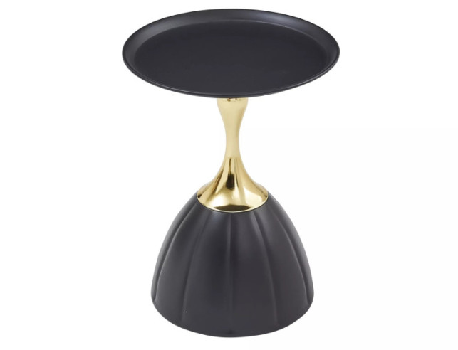 DELTA - Ø38 CM LÅG BORD, SVART METALL MED GULDDETALJER