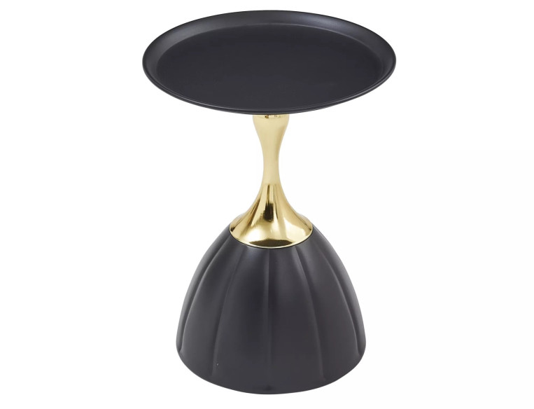 DELTA - Ø38 CM LÅG BORD, SVART METALL MED GULDDETALJER