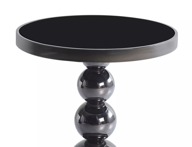 LOGIK - 50CM RUND LÅG BORD, SVART GLAS & METALL