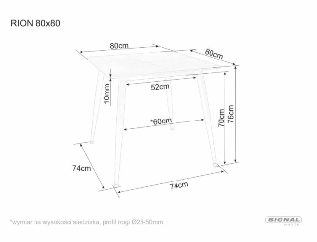 BRIS - 80CM MATBORD, KVADRATISK KERAMIK, SVART METALL