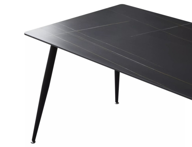 BRIS RION - 160 CM MATBORD, SVART KERAMIK & SVART METALL