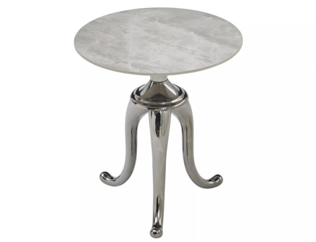 NOVA - 48CM RUNDBORD, MARMOREFFEKT & ROSTFRITT STÅL