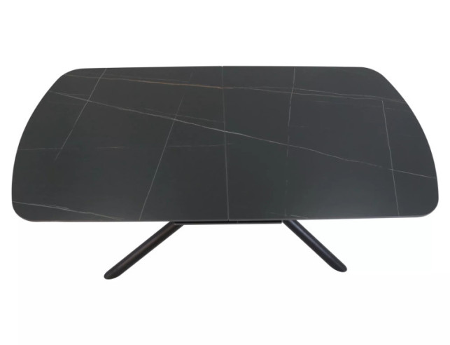 SINNE - 180–220CM MATBORD, SVART KERAMIK, METALLSTATIV