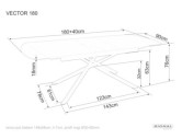 SINNE - 180–220CM MATBORD, SVART KERAMIK, METALLSTATIV