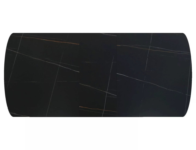 SINNE - 180–220CM MATBORD, SVART KERAMIK, METALLSTATIV