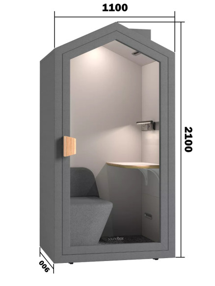 EVEREST - 110 CM AKUSTISK KABIN, 1-OS, ALUMINIUM OCH GLAS