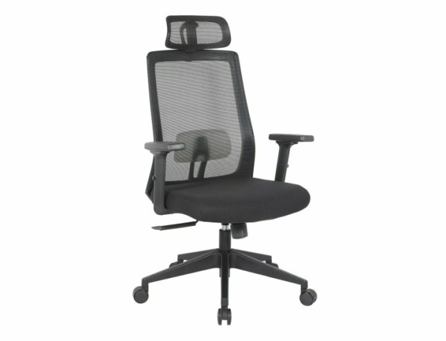 TOPP Q-058 - ergonomisk kontorsstol, svart, mesh & membrantyg