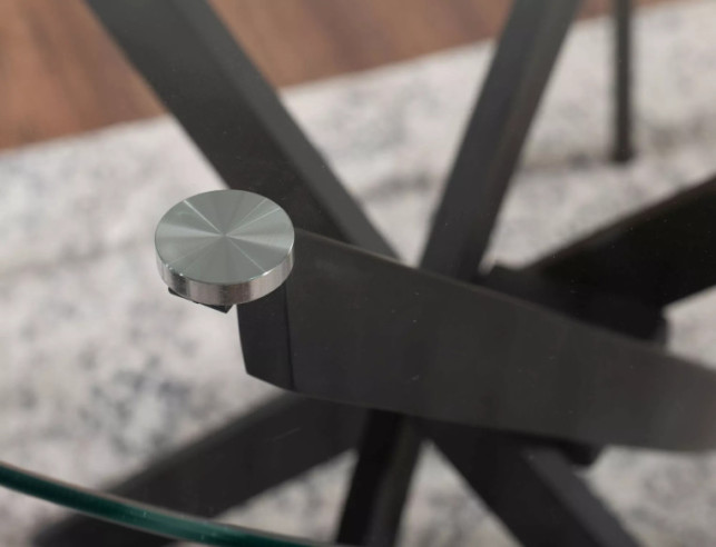 MOLN A - 60CM RUND GLASLÅG, HÄRDAT GLAS & SVART METALL