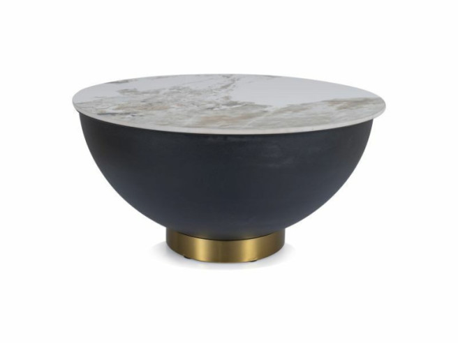 ÅSKA A - 73CM RUND GLAS/LAMINAT LÅG BORD
