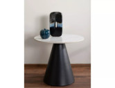 NORDLJUS - 50CM GLASLÅG BORD, VIT HÖGBLANK KERAMIK & SVART METALL