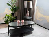 STORSLAGEN A - 45CM GLASLÅG BORD, RUNDT, SVART METALL