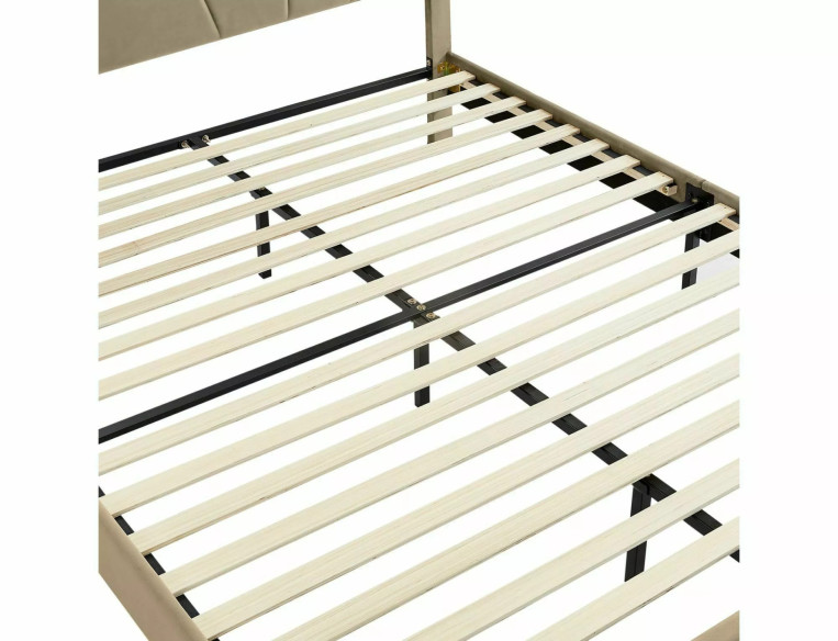 SOLARIS - 140x200 CM SAMMETKLÄTT SÄNGRAM MED FÖRVARING, BEIGE