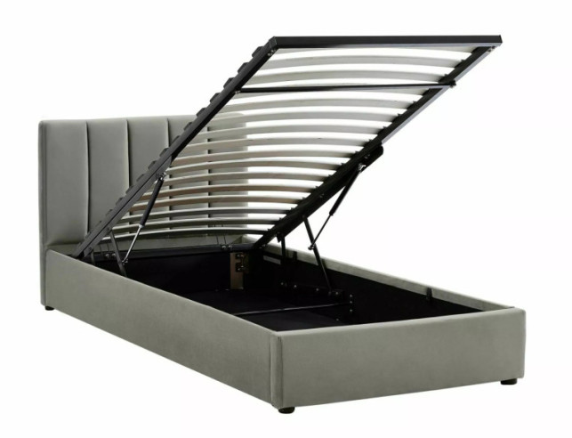 REGN - 90x200 SÄNG MED FÖRVARING, SAMMET GRÅ