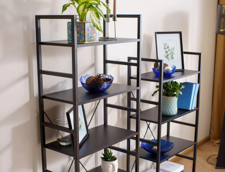 LYRAN R4 - 60CM REGAŁ LOFT, METAL/CZARN LAMINAT