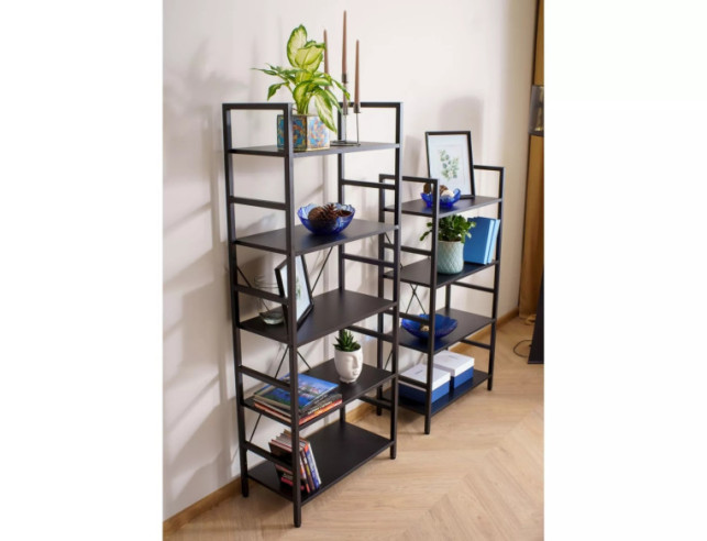 LYRAN R4 - 60CM REGAŁ LOFT, METAL/CZARN LAMINAT