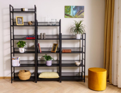 LOGIK R6 - 60 CM REGAŁ, CZARNY METALL & LAMINAT 2