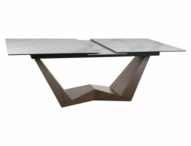 OAS - 200CM MATBORD, VIT KERAMIK/GLAS, METALLSTATIV, RÖRligt