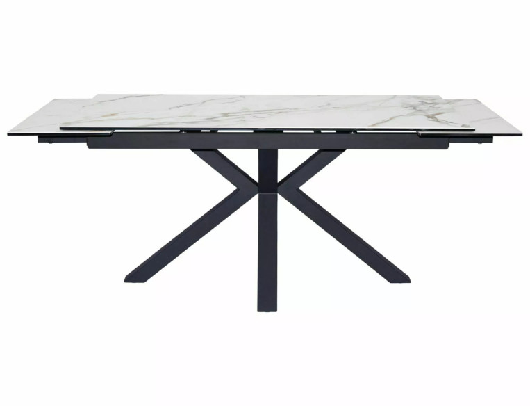 VIRVEL COLUMBUS CERAMIC AMBER BIANCO - 160 CM GLASBORD, VIT KERAMIK, SVART METALL