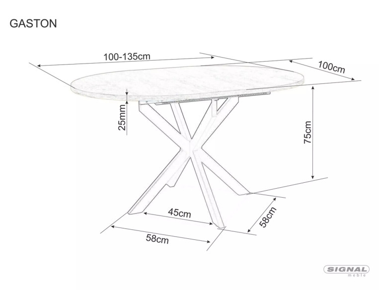 STORSLAGEN - 100CM RUNT MATBORD, VIT MARMOREFFEKT, SVART METALL, UTFÄLLBART
