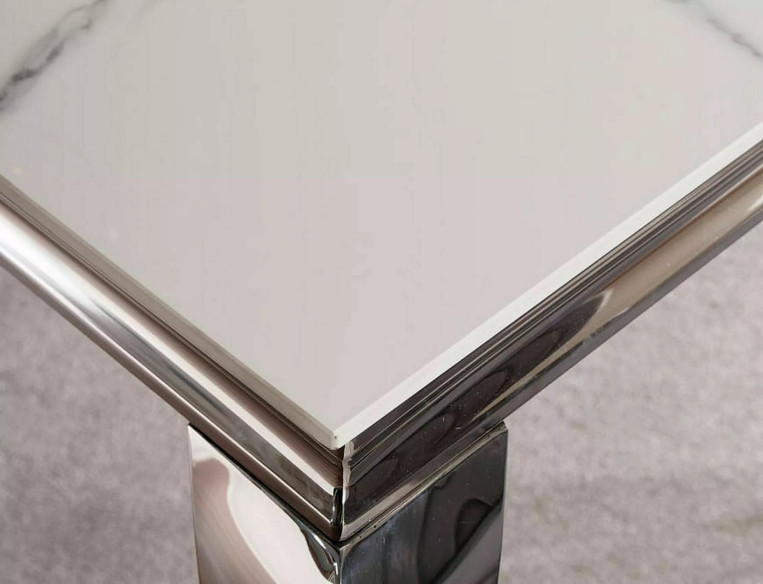 DELTA - 150CM GLASBORD, VIT KERAMIK & KROMAT STÅL