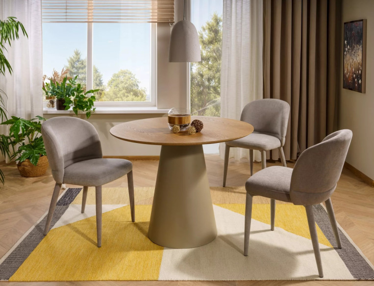 VERTEX 120 - 120CM RUNDT MATBORD, EK MDF OCH KASCHMIRUNDERREDE