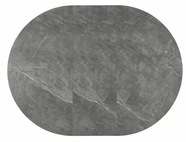 VERTEX II - Ø120/160CM RUNT MATBORD, GRÅ MARMOREFFEKT, SVART STATIV, UTFÄLLBART