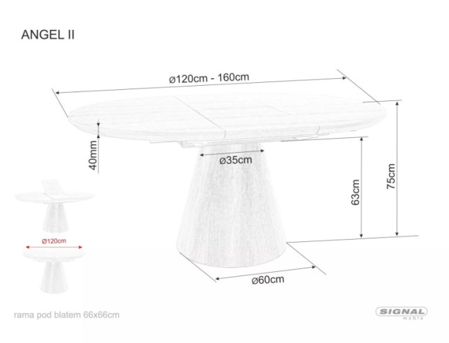 VERTEX II - Ø120/160CM RUNT MATBORD, GRÅ MARMOREFFEKT, SVART STATIV, UTFÄLLBART