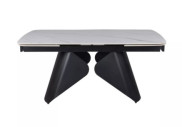 KANJON - 160 CM MATBORD, VIT KERAMIK & SVART METALL, UTFÄLLBART